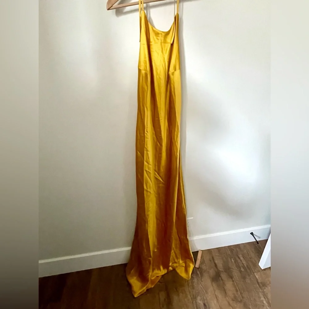 Reformation Jeany Silk Dress Tumeric Size Large NWT - Picture 8 of 16